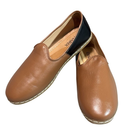 CHARIX - CAMEL BLACK SLIP ONS SHOES LOAFERS - HANDMADE FLATS - size 41.5 - Picture 3 of 14